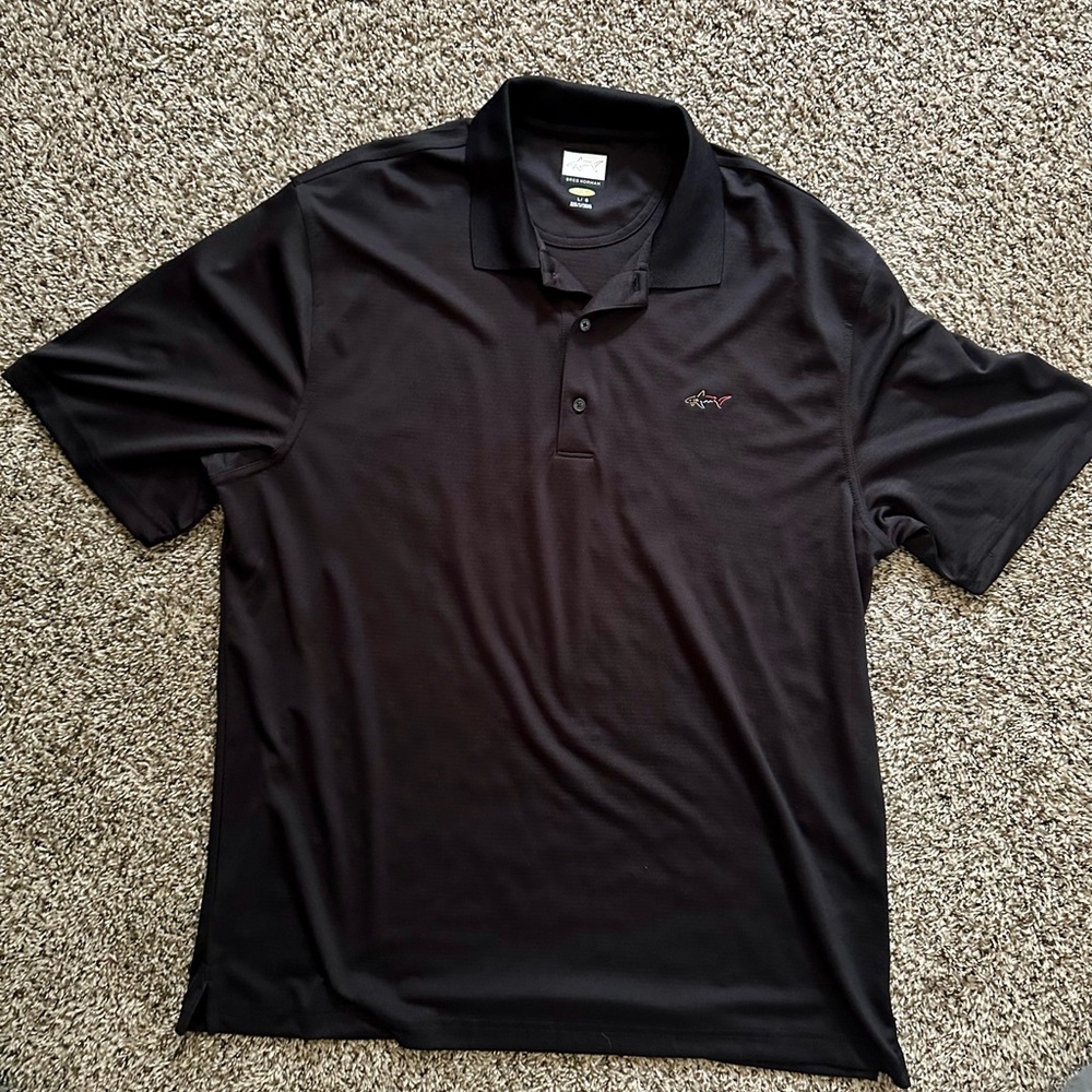 Greg Norman Black Polo Shirt Performance Fabric - Picture 2 of 3